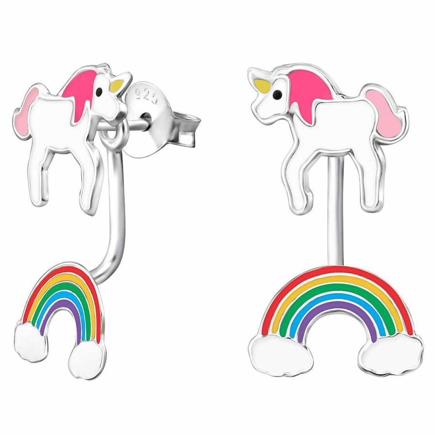 Schmuck Monkimau | Regenbogen-Einhorn Ohrringe Aus 925 Silber