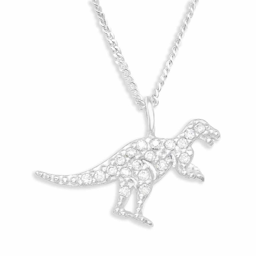 Schmuck Monkimau | Glitzer Dino Halskette Aus 925 Silber