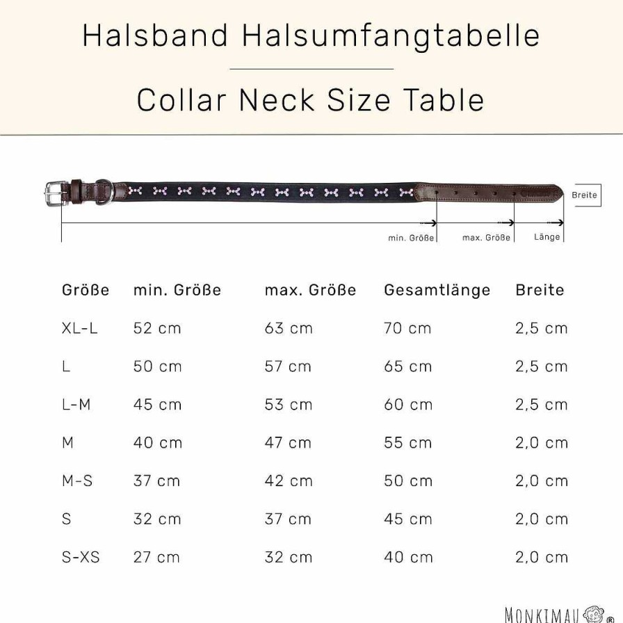 Hund Monkimau Halsb Nder & Geschirre | Hundehalsband Aus Leder Braun Schwarz Mit Knochen Swarovski Kristallen