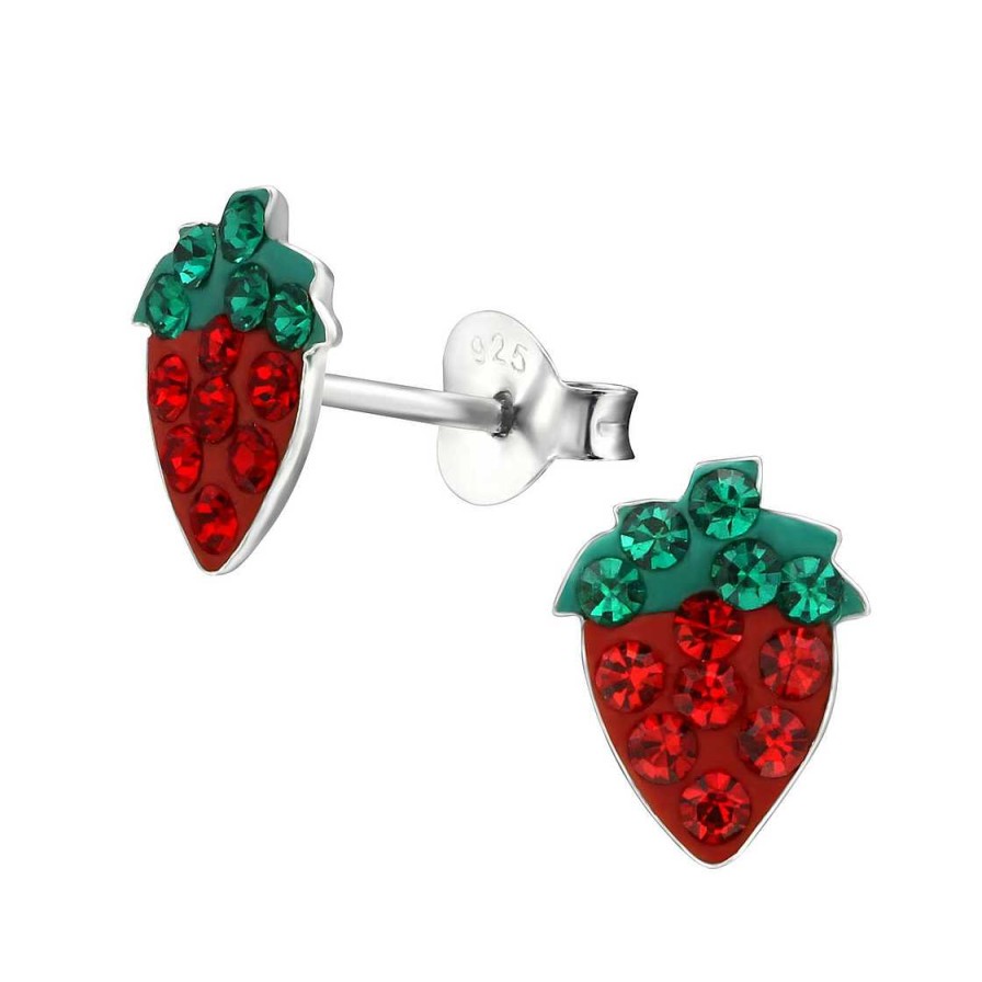 Schmuck Monkimau | Erdbeeren Ohrringe Aus 925 Silber