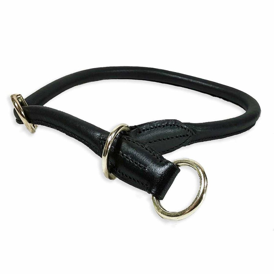 Hund Monkimau Halsb Nder & Geschirre | Zugstopp Halsband Aus Nappa-Leder Schwarz Rundgen Ht M-S