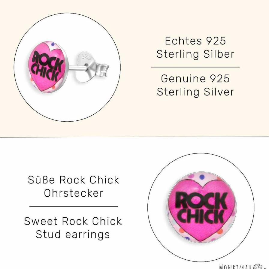 Schmuck Monkimau | Rock Chick Kinder Ohrringe Aus 925 Silber