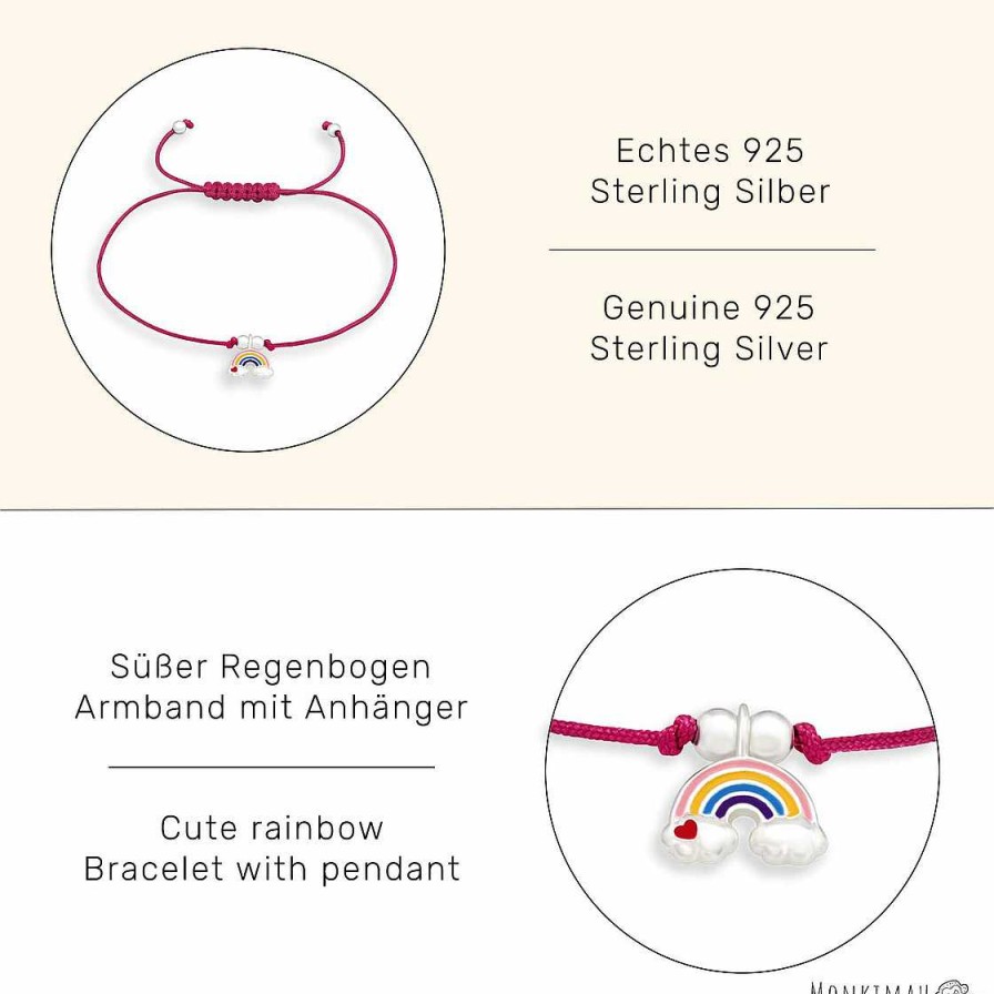 Schmuck Monkimau | Armband Mit Regenbogen Anh Nger Aus 925 Silber