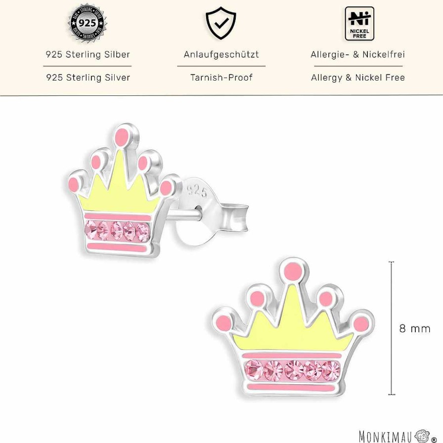 Schmuck Monkimau | Pronzessin Kronen Ohrringe Aus 925 Silber