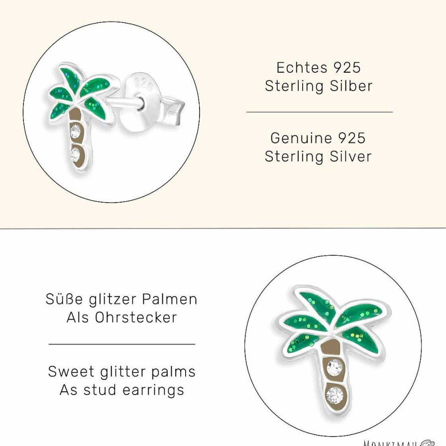 Schmuck Monkimau | Glitzer Palmen Ohrringe Aus 925 Silber