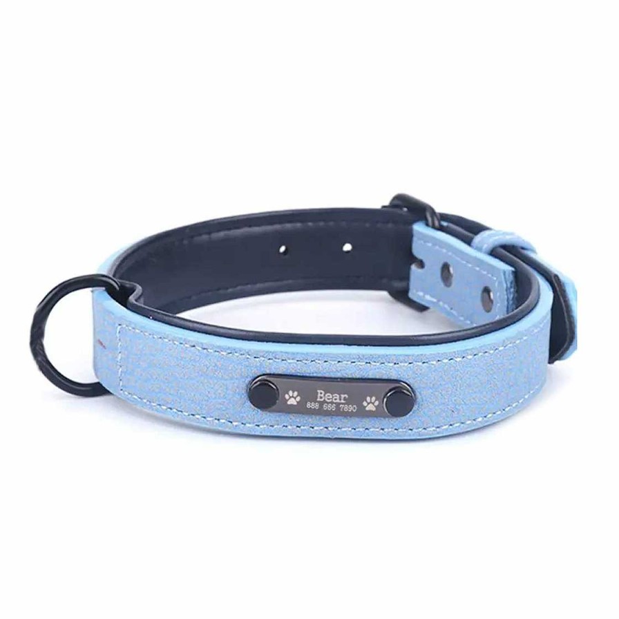 Hund Monkimau Halsb Nder & Geschirre | Halsband Mit Gravur Wasserfest Blau M