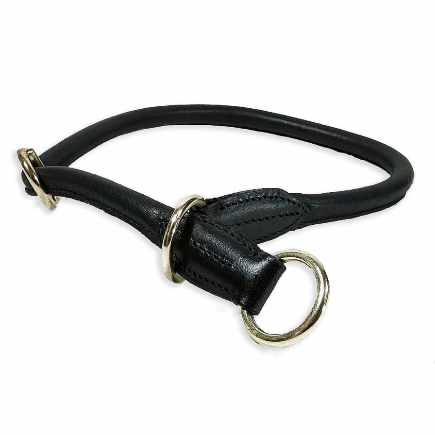 Hund Monkimau Halsb Nder & Geschirre | Zugstopp Halsband Aus Nappa-Leder Schwarz Rundgen Ht Xl-L