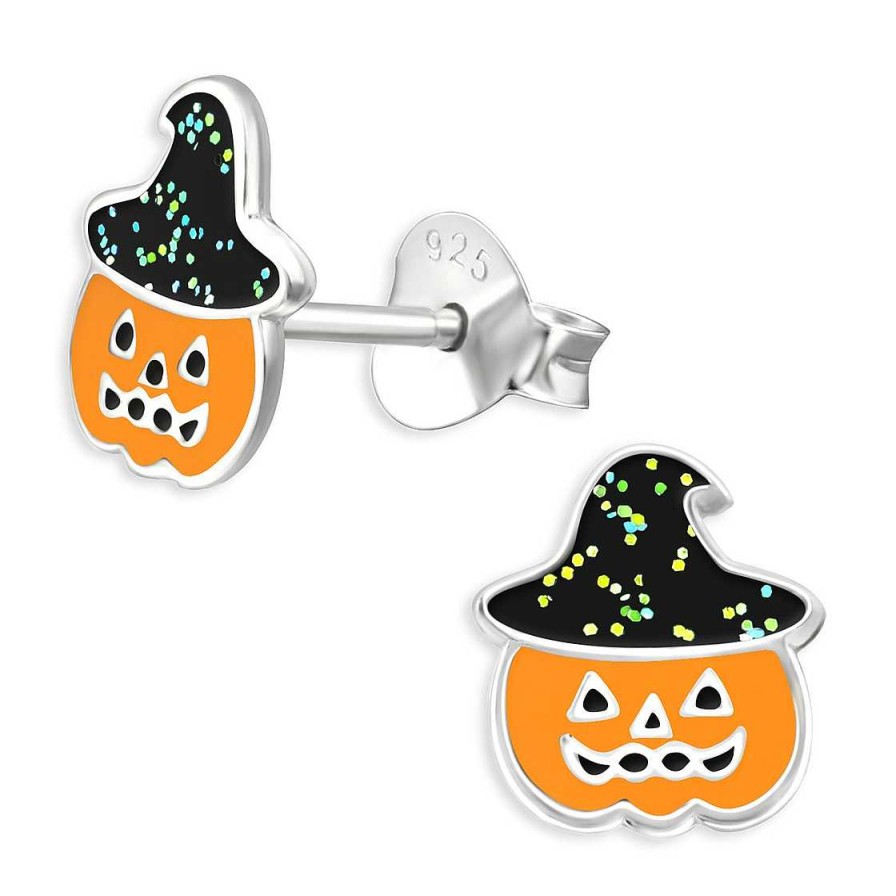 Schmuck Monkimau | Halloween K Rbis Kinder Ohrringe Aus 925 Silber