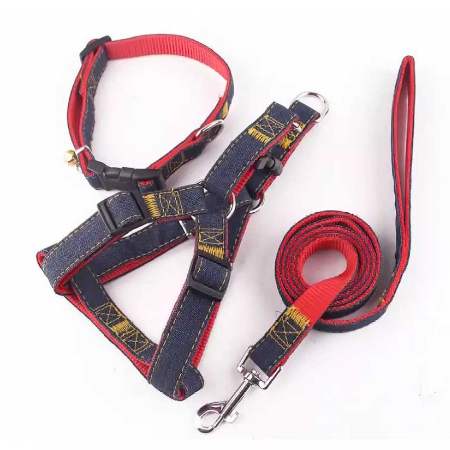 Hund Monkimau Halsb Nder & Geschirre | Hunde Geschirr Halsband Und Leine Im Set F R Mittlere Hunde - M In Rot