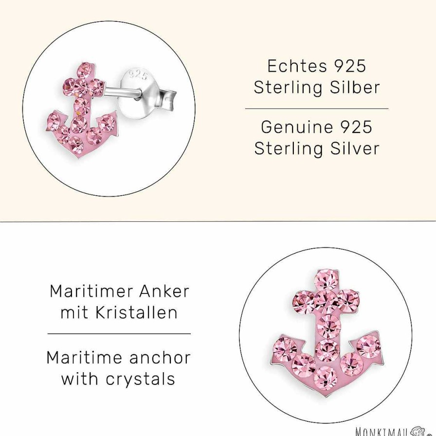 Schmuck Monkimau | Anker Kinder Ohrringe Aus 925 Silber