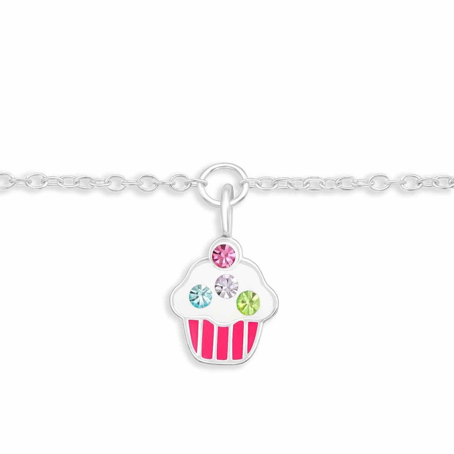 Schmuck Monkimau | Armkette Mit Cupcake Kuchen Anh Nger Aus 925 Silber