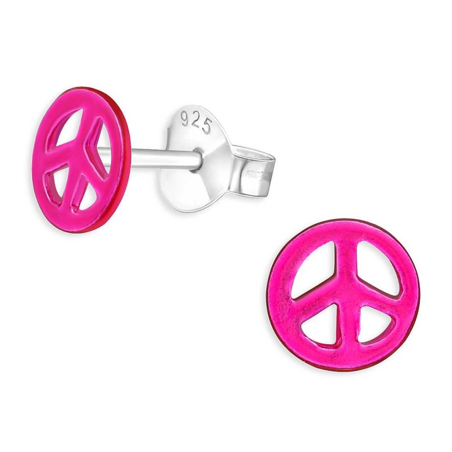 Schmuck Monkimau | Peace Zeichen Kinder Ohrringe Aus 925 Silber