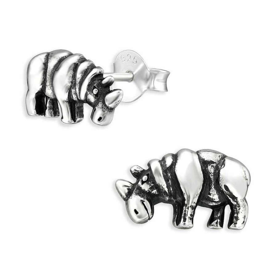 Schmuck Monkimau | Nashorn Ohrringe Aus 925 Silber