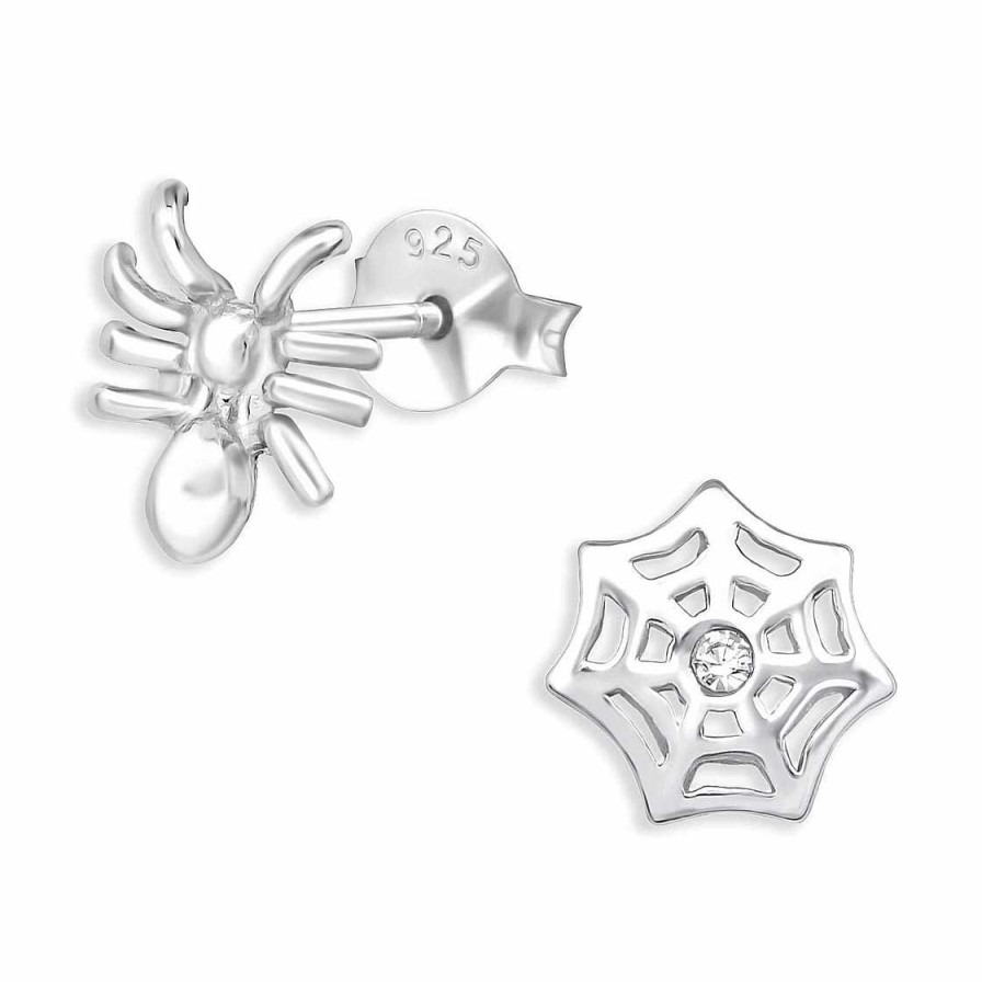 Schmuck Monkimau | Spinne Mit Spinnennetz Ohrringe Aus 925 Silber