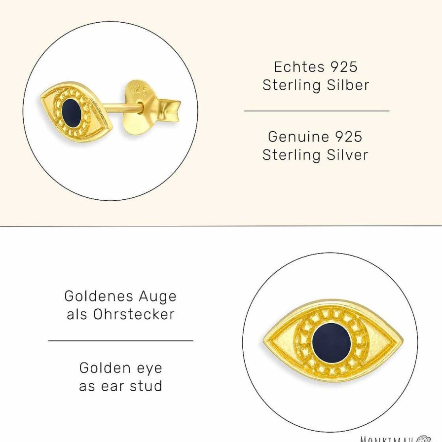 Schmuck Monkimau | Evil Eye Augen Ohrringe Aus 925 Silber Gold Plattiert