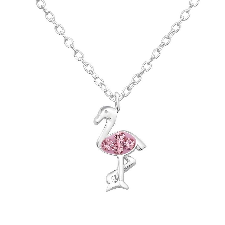 Schmuck Monkimau | Flamingo Halskette Aus 925 Silber