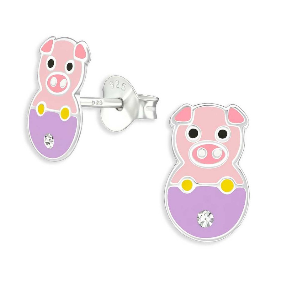 Schmuck Monkimau | Schweinchen Kinder Ohrringe Aus 925 Silber