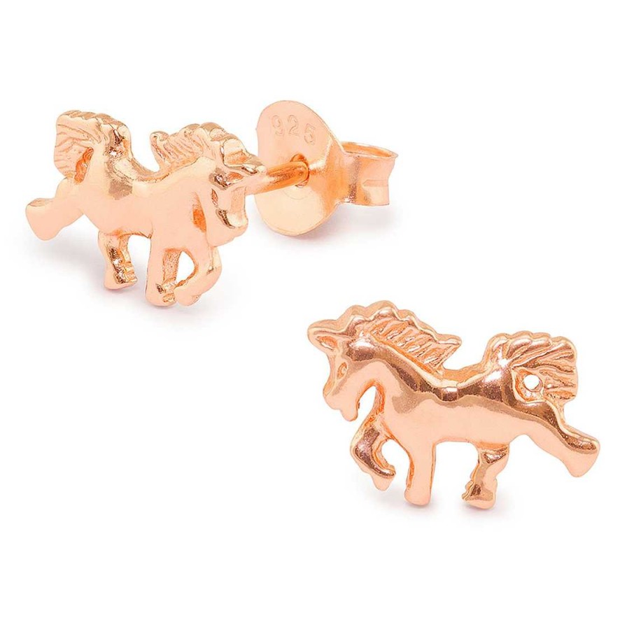 Schmuck Monkimau | Einhorn Ohrringe Aus 925 Silber Rosegold