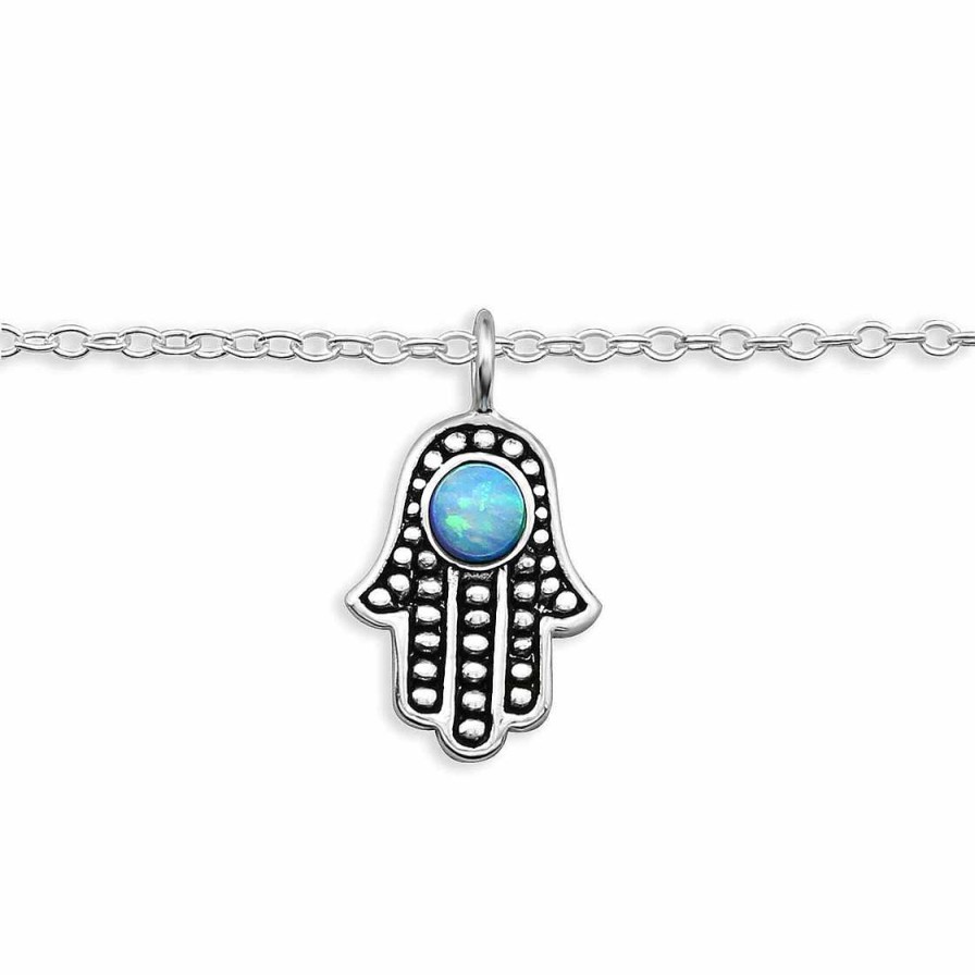 Schmuck Monkimau | Fu Kettchen Mit Hamsa Hand Aus 925 Silber