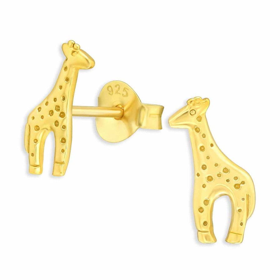 Schmuck Monkimau | Giraffen Ohrringe Aus 925 Silber Gold Plattiert