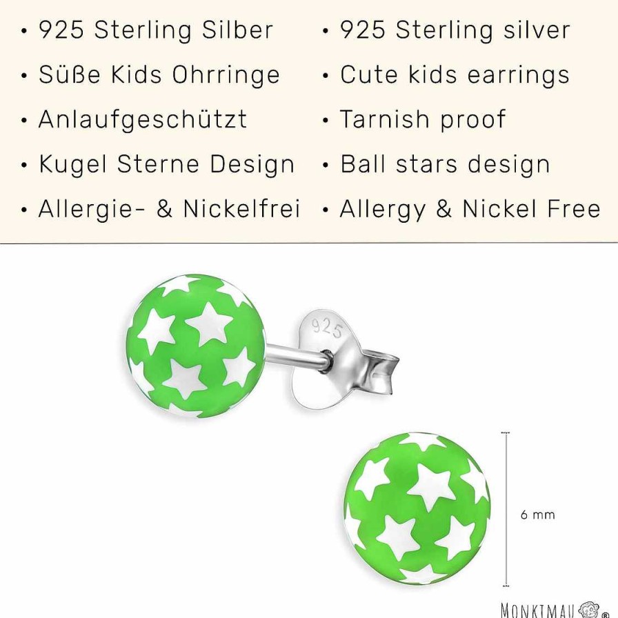 Schmuck Monkimau | Sternen Ball Kinder Ohrringe Aus 925 Silber