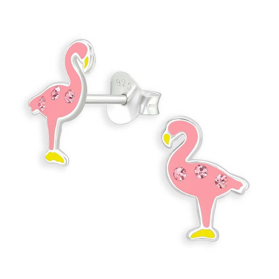 Schmuck Monkimau | Flamingo Kinder Ohrringe Aus 925 Silber