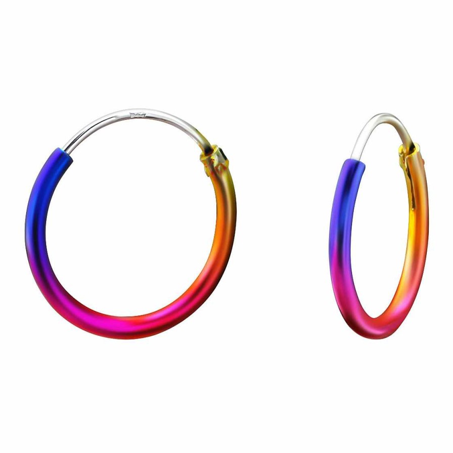 Schmuck Monkimau | Regenbogen Creolen Ohrringe Aus 925 Silber