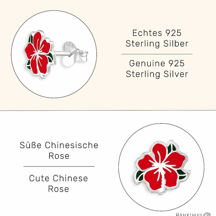 Schmuck Monkimau | China Rosen Kinder Ohrringe Aus 925 Silber