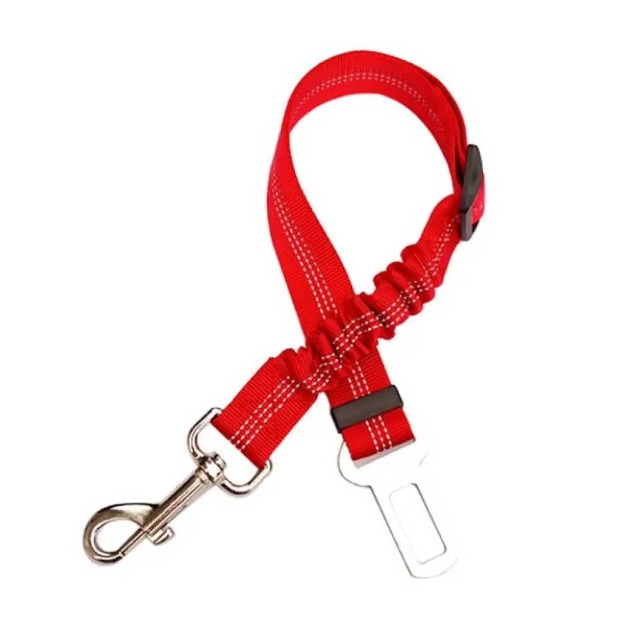 Hund Monkimau Hundetransport | Sicherheitsgurt Mit Ruckd Mpfer Aus Nylon - Rot