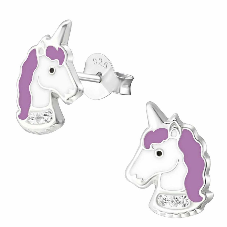 Schmuck Monkimau | Einhorn Ohrringe Aus 925 Silber Mit Kristall