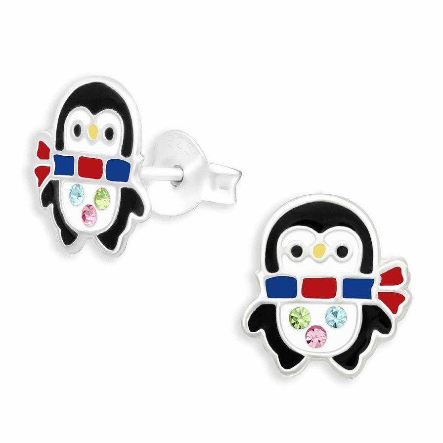 Schmuck Monkimau | Pinguin Mit Schal Ohrringe Aus 925 Silber