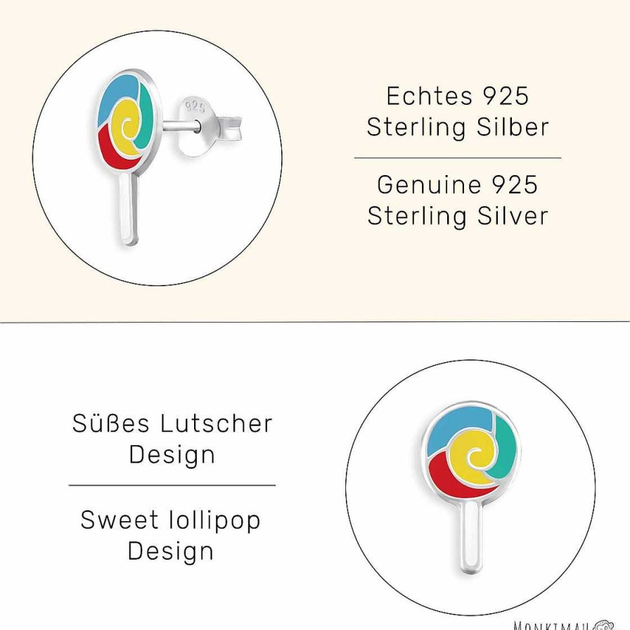 Schmuck Monkimau | Lollipop Kinder Ohrringe Aus 925 Silber