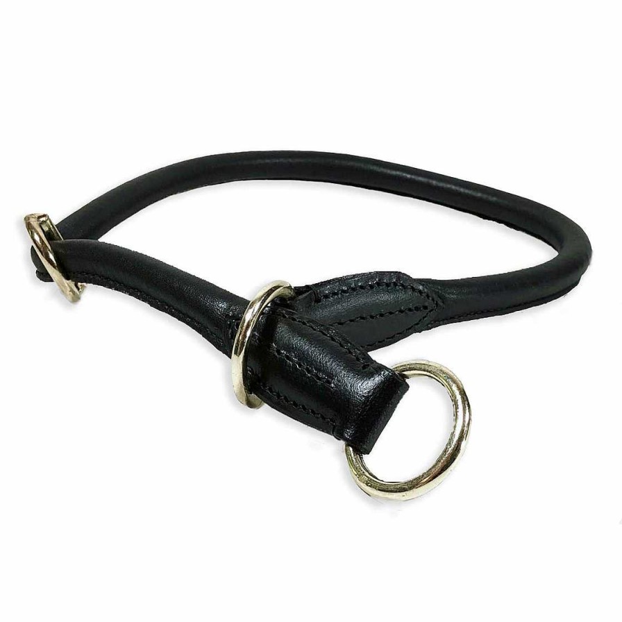 Hund Monkimau Halsb Nder & Geschirre | Zugstopp Halsband Aus Nappa-Leder Schwarz Rundgen Ht L-M