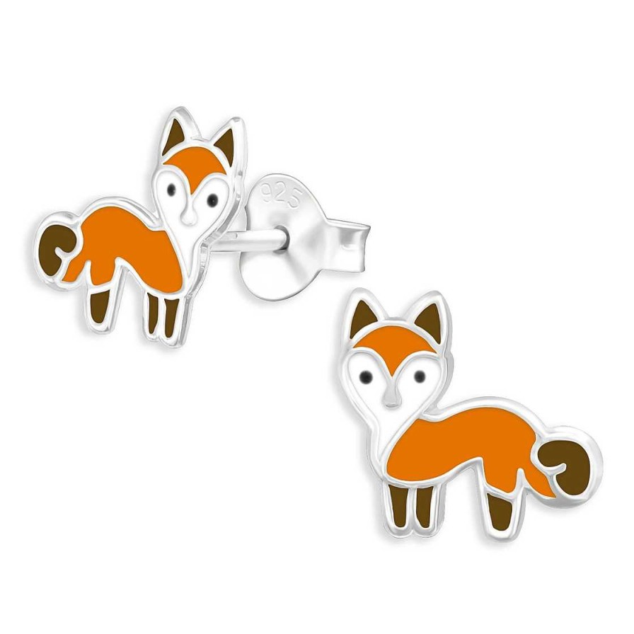 Schmuck Monkimau | Fuchs Kinder Ohrringe Aus 925 Silber