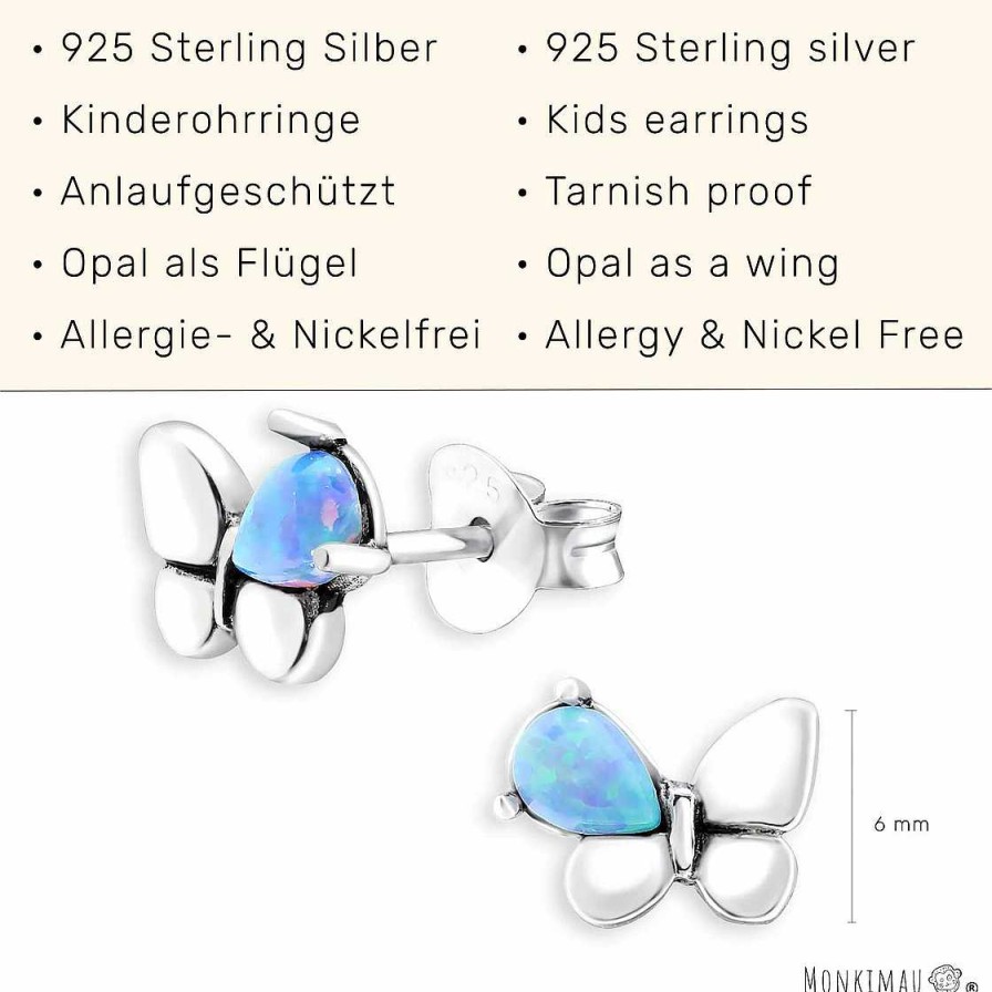 Schmuck Monkimau | Opal Schmetterling Ohrringe Aus 925 Silber