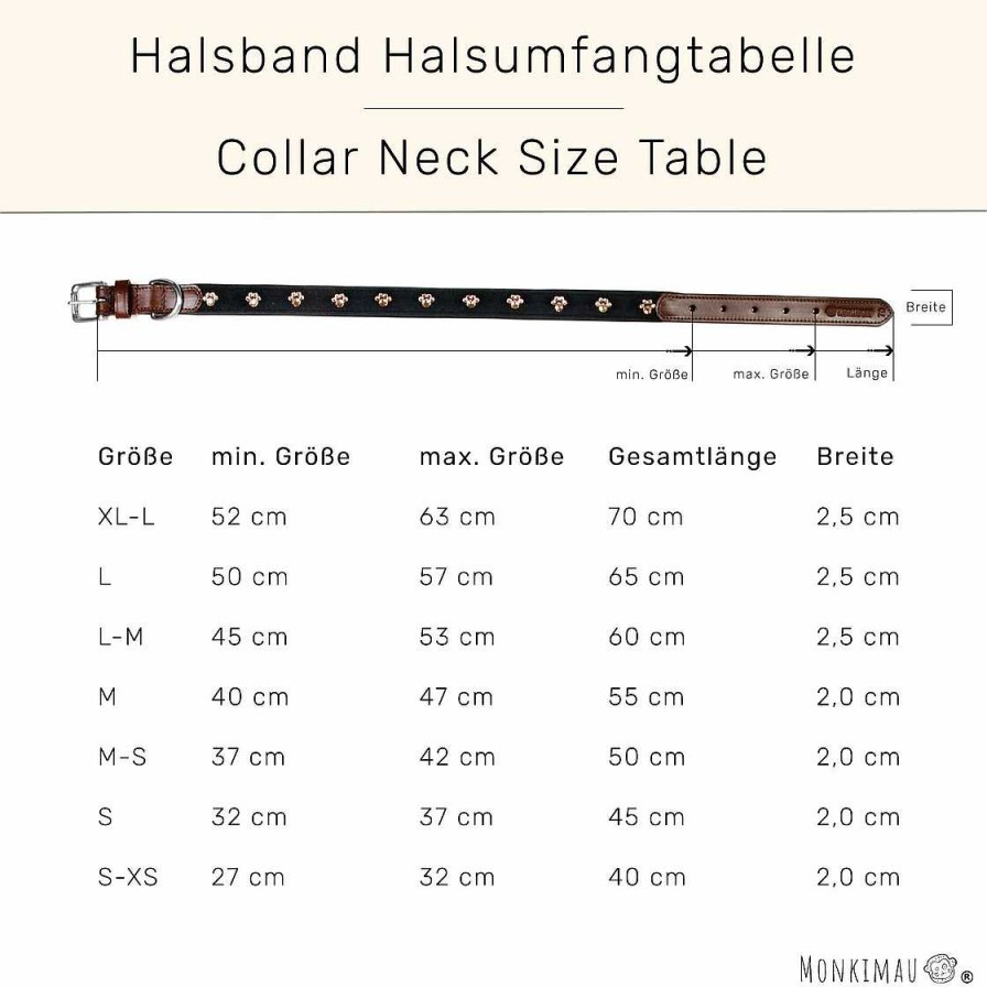 Hund Monkimau Halsb Nder & Geschirre | Hundehalsband Aus Leder Braun Schwarz Mit Pfoten Swarovski Kristallen