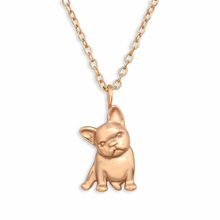 Hund Monkimau Hundehalsketten | Bulldoggen Halskette Aus 925 Silber Rosegold Plattiert