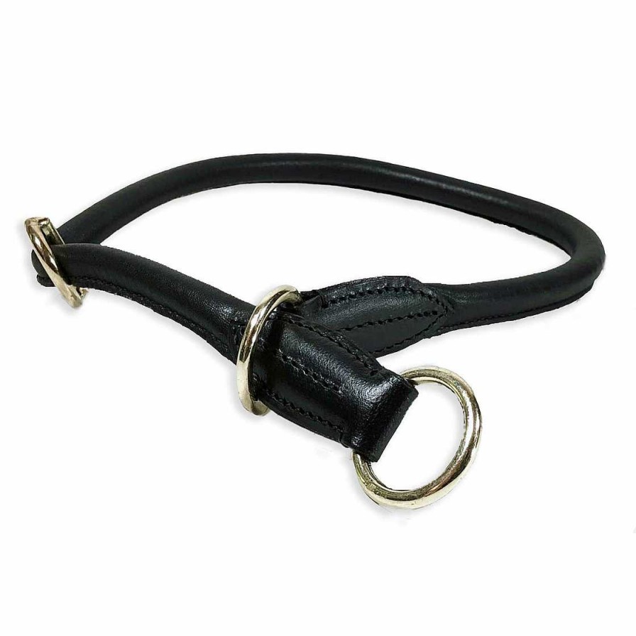 Hund Monkimau Halsb Nder & Geschirre | Zugstopp Halsband Aus Nappa-Leder Schwarz Rundgen Ht S-Xs