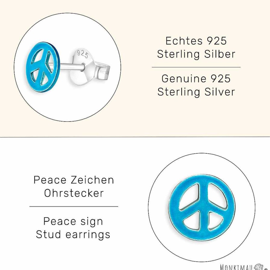 Schmuck Monkimau | Peace Zeichen Kinder Ohrringe Aus 925 Silber