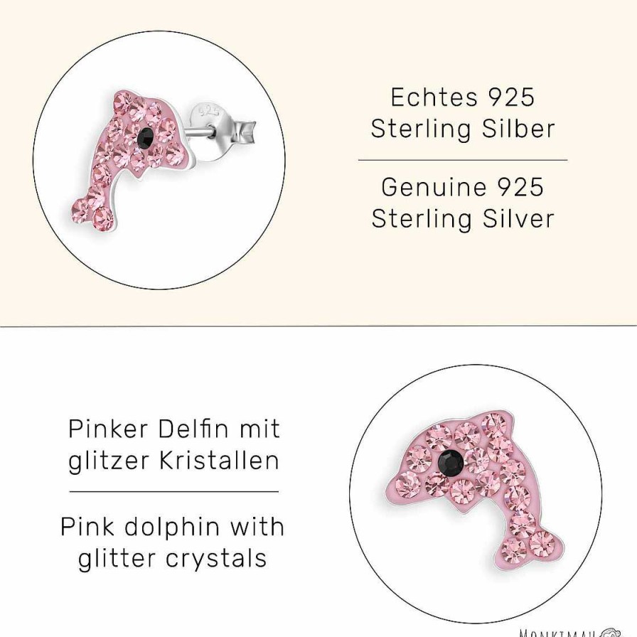 Schmuck Monkimau | Delfin Kinder Ohrringe Aus 925 Silber