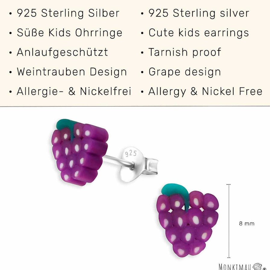 Schmuck Monkimau | Trauben Kinder Ohrringe Aus 925 Silber