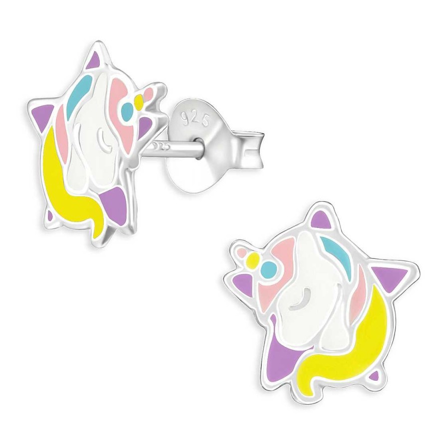 Schmuck Monkimau | Einhorn Stern Kinder Ohrringe Aus 925 Silber