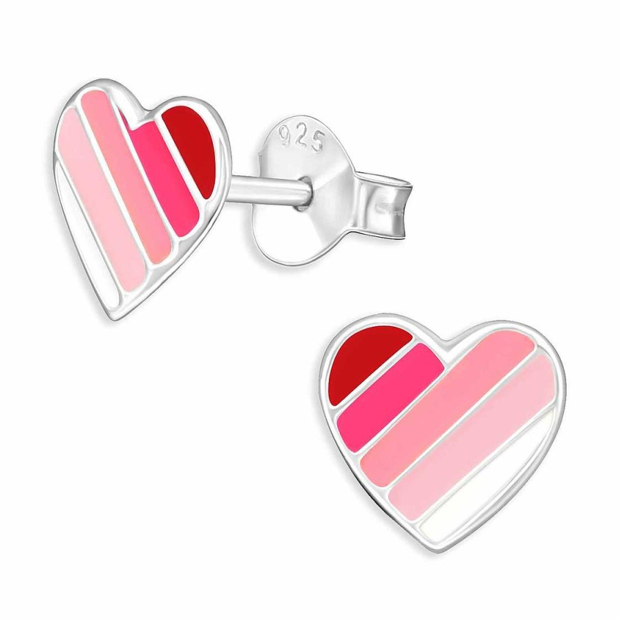 Schmuck Monkimau | Pinke Herz Ohrringe Aus 925 Silber