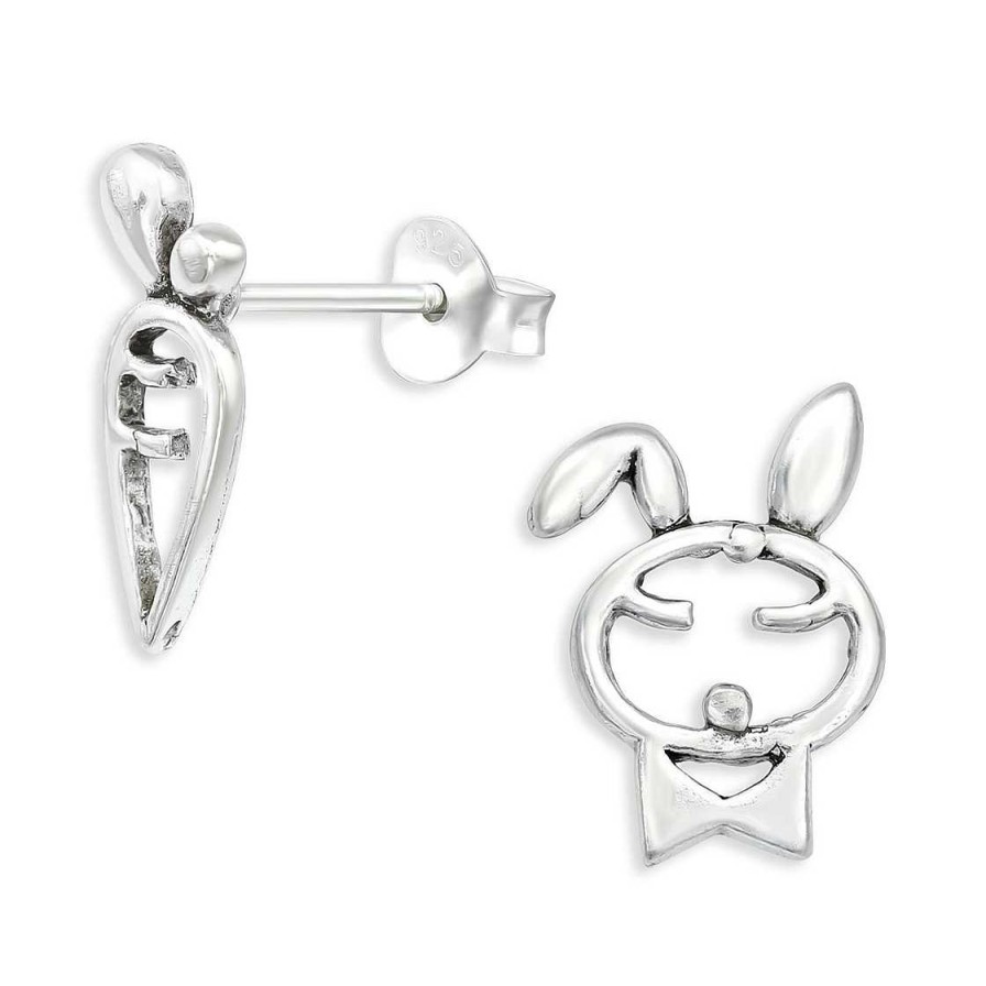 Schmuck Monkimau | Hase Mit Karotte Ohrringe Aus 925 Silber