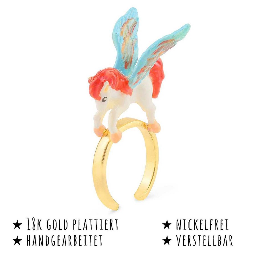 Schmuck Monkimau | Pferd Pegasus Ring Vergoldet